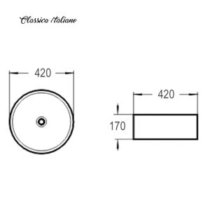 Wastafel bulat modern minimalis keramik Classica Italiano model TC-Dino